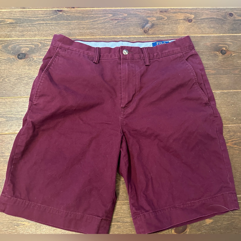 Ralph Lauren Men's Dark Red Flat Front Shorts